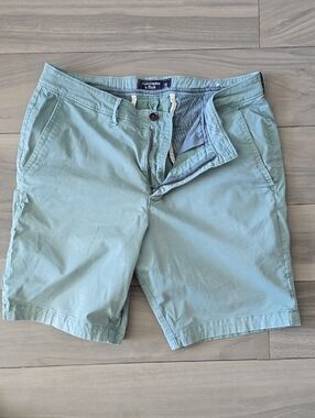 Abercrombie & Fitch Men's Seafoam Green Flat Front Shorts
